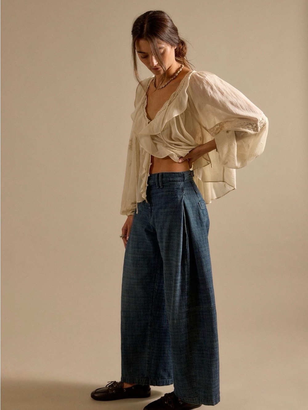 We The Free Free To Roam Cropped Jeans in Seven Seas - Picture 3 of 8
